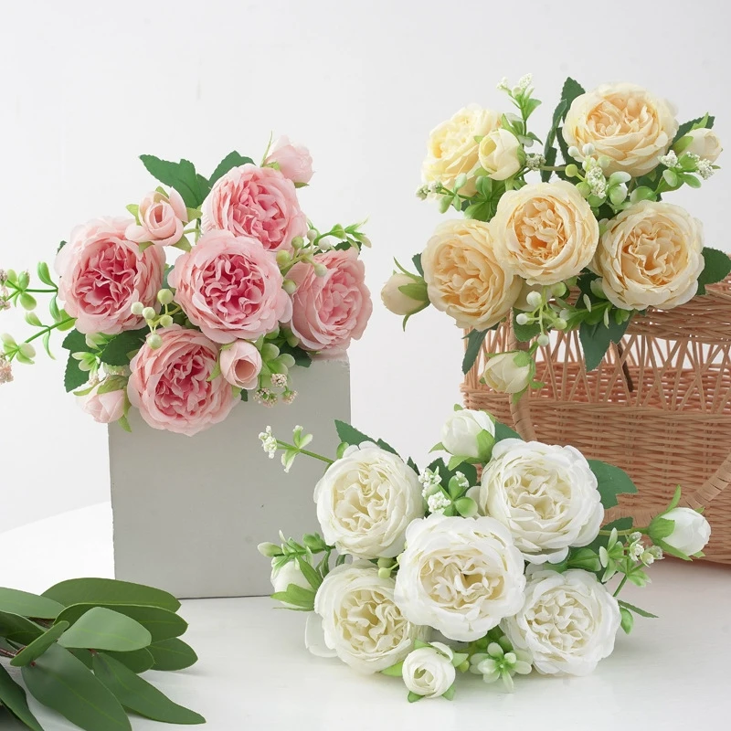 1Pc Künstliche Rosen Blumen Pfingstrose Festival Valentinstag Hause Raum Dekorationen Vase Hochzeit Bogen Outdoor Garten Hof Diy geschenk