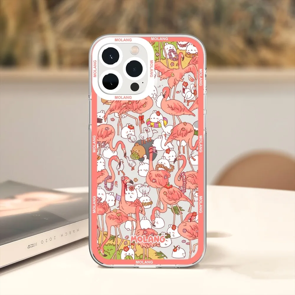 Etui na telefon Cartoon M-Molangs do iPhone'a 11 12 Mini 13 14 15 Pro Max przezroczysta obudowa