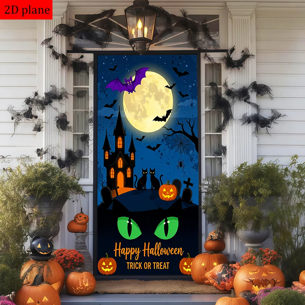 decoracao-de-porta-com-tema-de-halloween-lua-morcego-castelo-gato-preto-abobora-lanterna-teia-de-aranha-com-faixa-elastica-de-alta-elasticidade