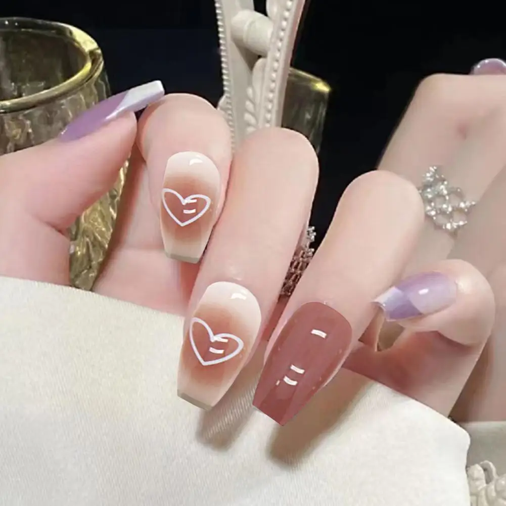 Women Fake Nails 1 Set Good-looking Harmless Ultra-Thin  Wearable Stick on Fake Nails Nail Supplies