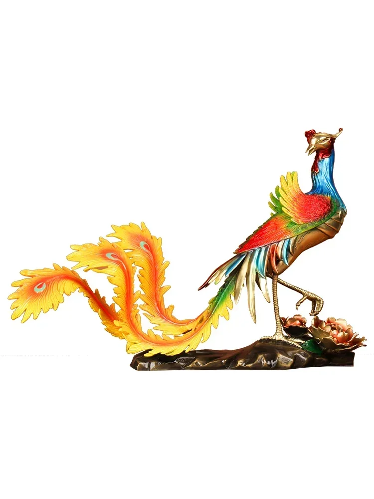 Phoenix Singing Towards the Sun Fire Phoenix Ornaments All Copper Birds Facing the Phoenix