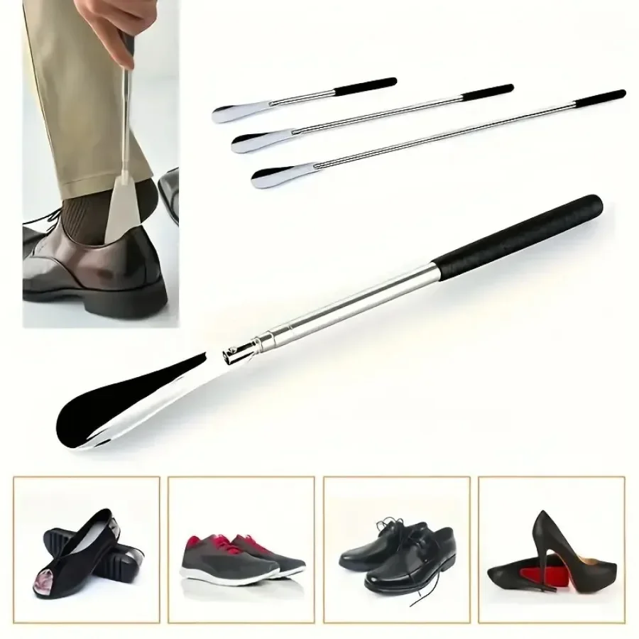 1pc Portable Stainless Steel Shoe Horn With Three Adjustable Lengths for Shoe Lifting And Wearing Shoe Accessories