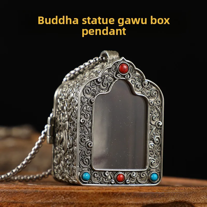 Vintage Copper Alloy Locket Pendant Hollow Open‑able Storage Decor Necklace for Men Women Daily Wear