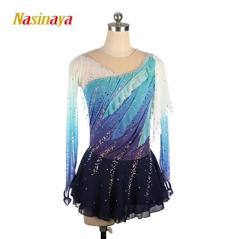 Nasinaya Figure Skating Competition Dress Women\'s Children\'s Rhythmic Gymnastics Performance Clothing Green Blue