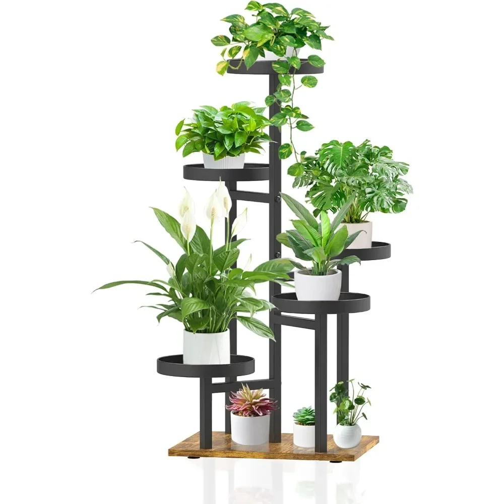 5 Tier Plant Stand Indoor, Metal Corner Plant Stands Tall for Multiple Plants, Tiered Iron Flower Display Holders Shelf Rack