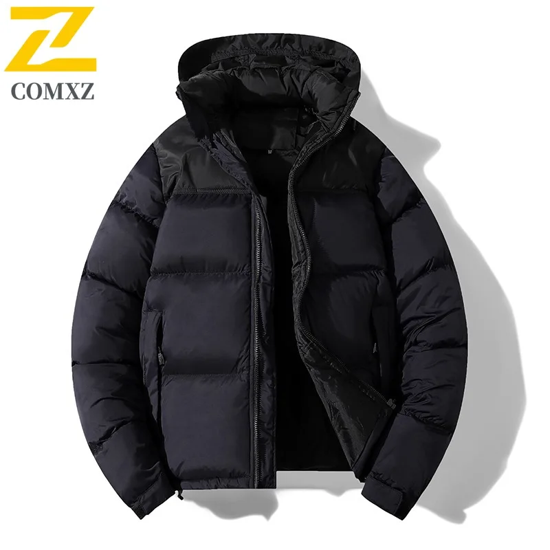 COMXZ الرجال الخبز سترة اللون حجب خفيفة الوزن التزلج السفر وسيم الحشو معطف 2025 التخييم الدافئة سميكة جواكت شتوية