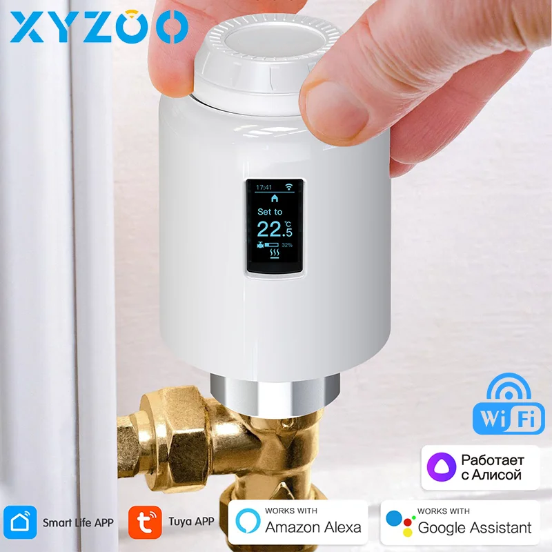 WiFi Tuya Radiator Actuator Thermostatic Valve TRV Head Smart Home Programmable Temperature Controller Heater Alexa Google Voice