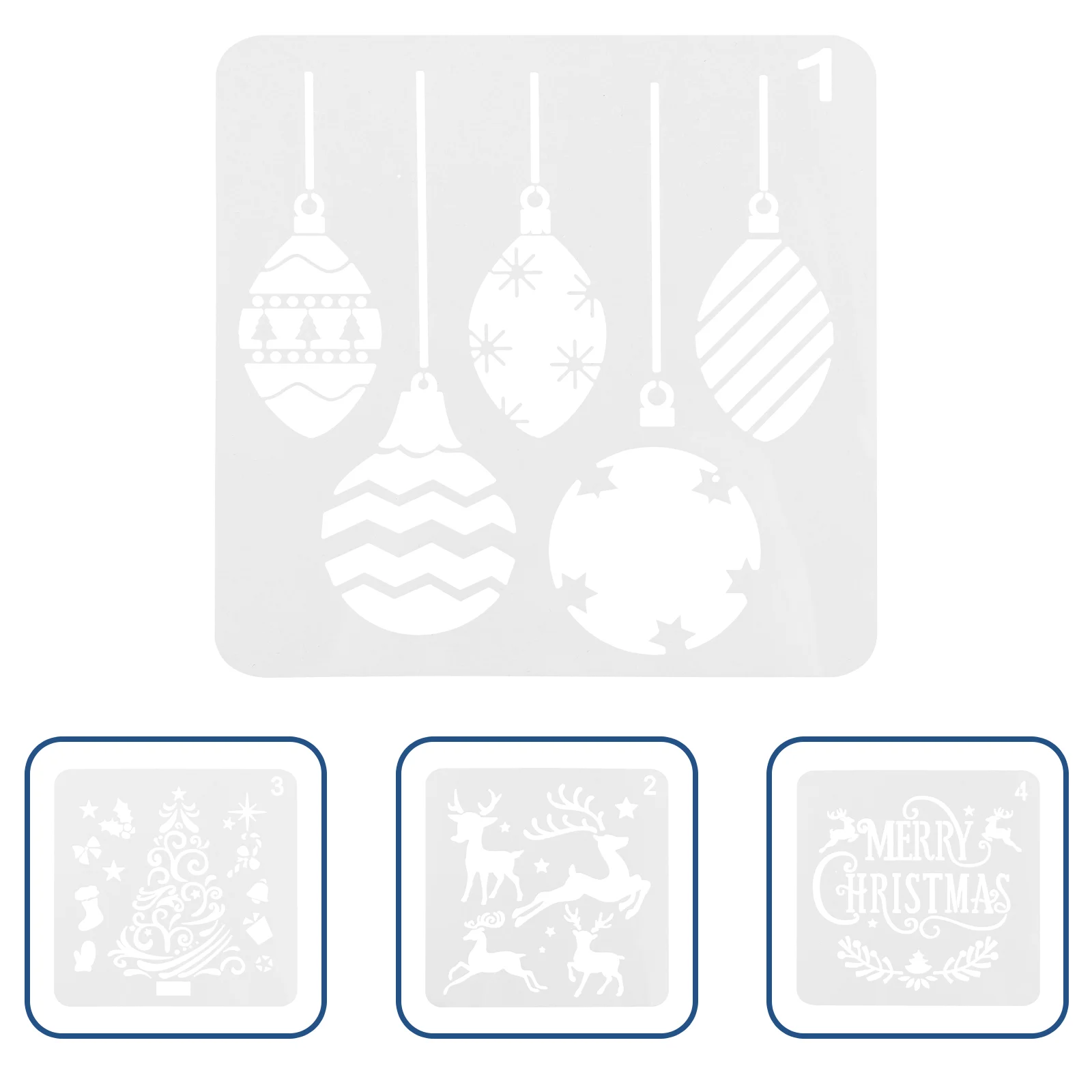 

8 Pcs Craft Stencils and Template Christmas Painting Xmas Templates for Windows White Plastic