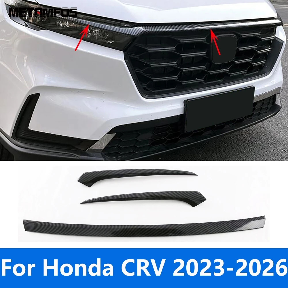 

Для Honda CR-V CRV 2023-2025 2026: накладки на переднюю верхнюю решетку радиатора и фары (реснички) из карбона, аксессуары