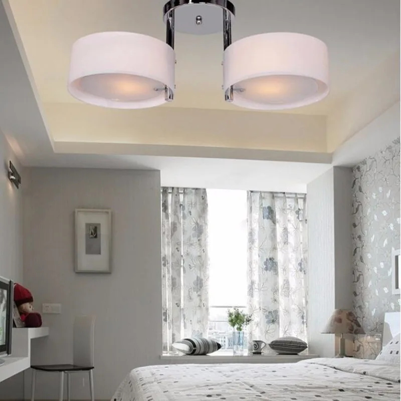 Fashion Acrylic Glass E27/E26 Ceiling Light Modern Brief Living Room  Bedroom Lamp Restaurant Kitchen s Round 