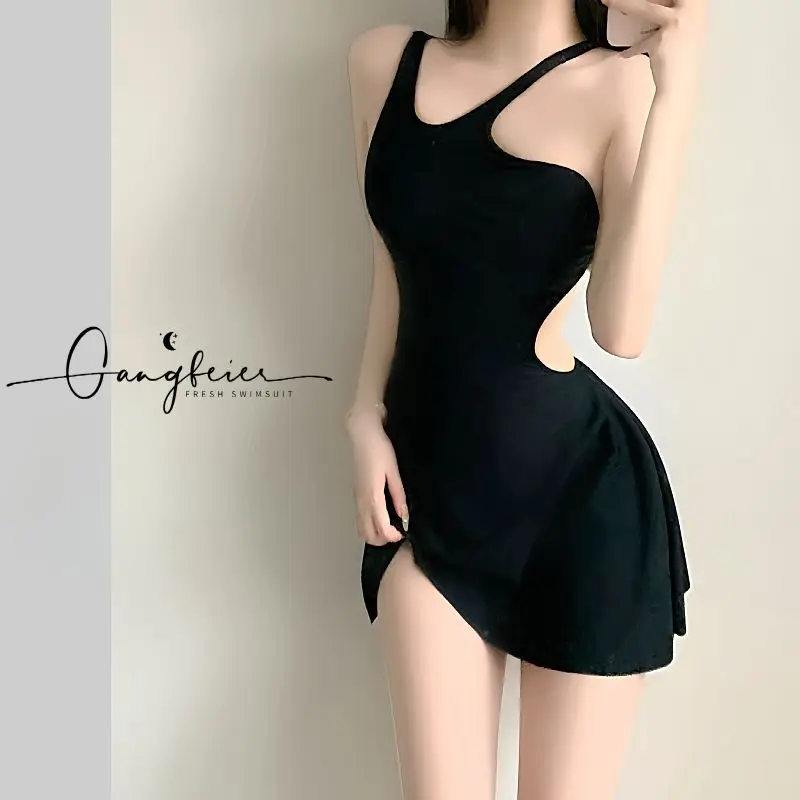 Popular Style High-end Sexy Small Breasts Gathered to Cover the Belly Slimming Seaside Vacation One-piece Skirt-style Swimsuit