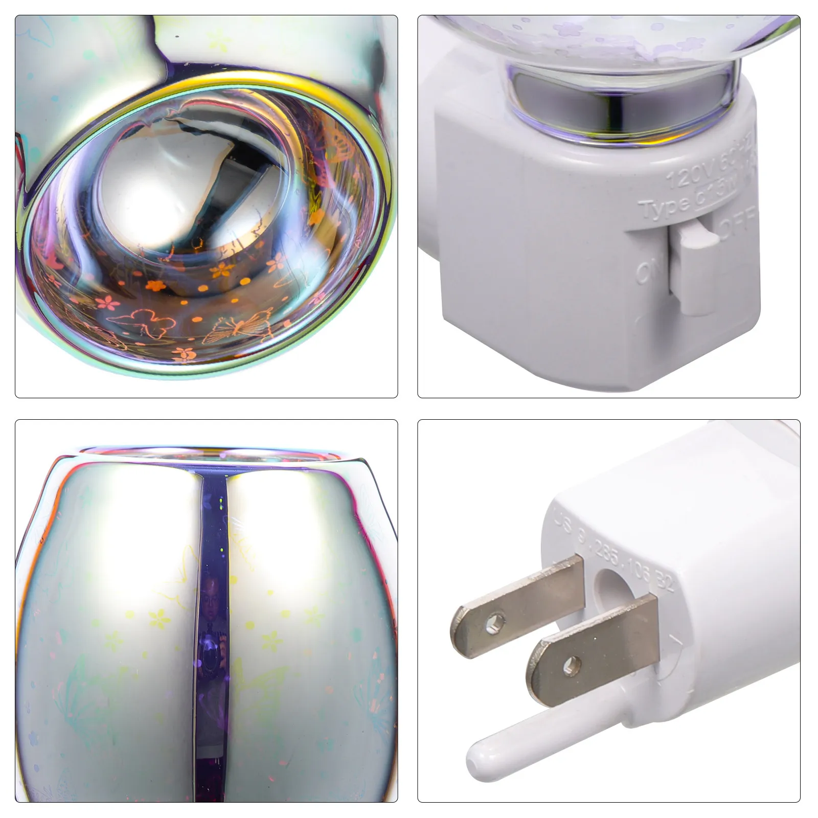 1Pcs 3D Glass Wax Burner Aromatherapy Lamp Electric Smokeless Warmer Plug- Home Bedroom Yoga Meditation Relaxation