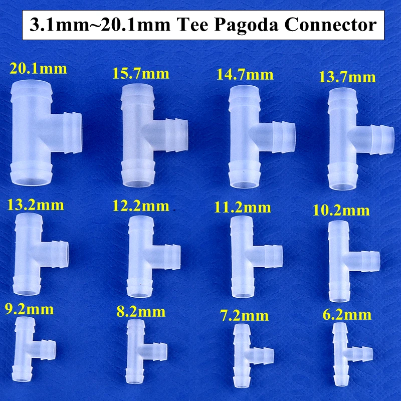 

5~200 Pcs 3.1mm~20.1mm Tee Connectors Garden Irrigation Water Pipe Equal Path Tee Adapter Aquarium Fish Tank Hose Pagoda Joint