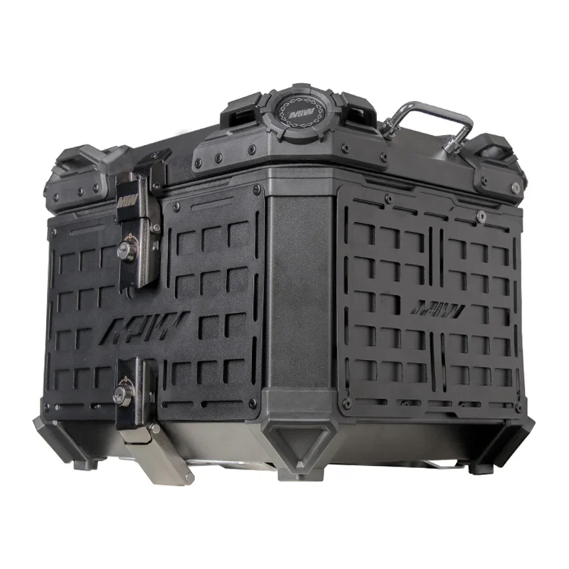45L Motorcycle Tail Box Rear Luggage Storage Tool Case Helmet Box Universal Aluminum Motorbike Trunk With Bracket Base Plate