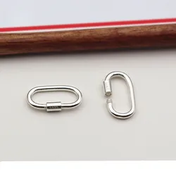 1 PCS Solid 925 Sterling Silver Circle Lock Buckle Necklace Bracelet Connection Accessories Making DIY Finding