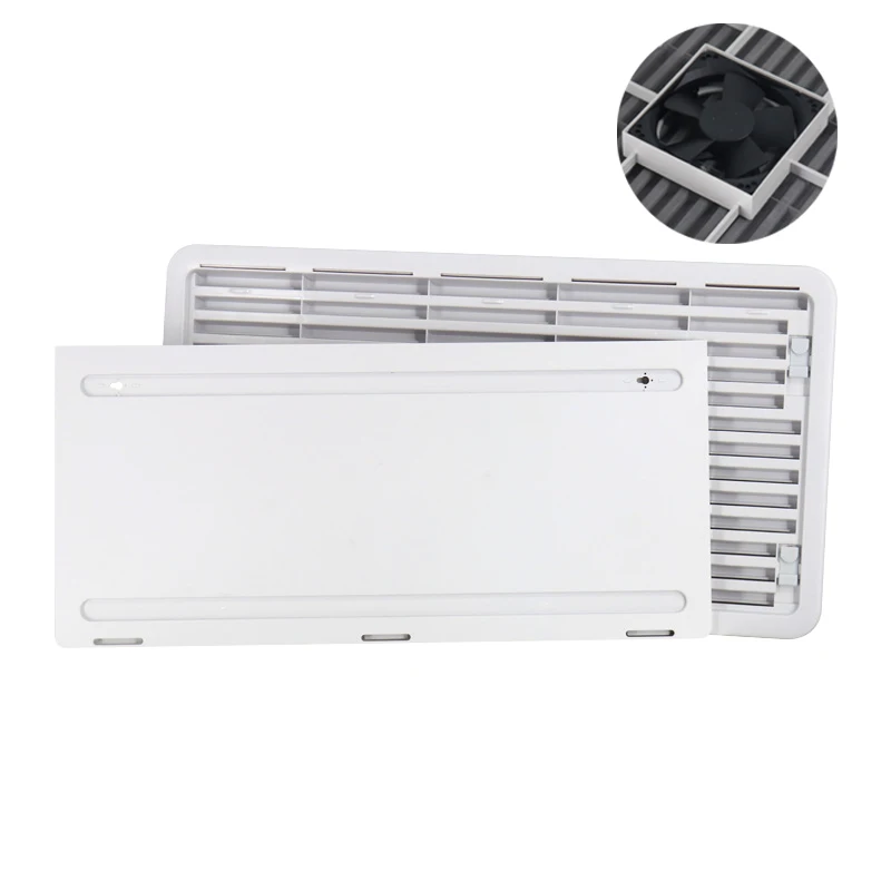 

TYTXRV 12V RV Grille Air Vent With Two Fans ABS White Side Mounted Cooling Ventilation Fan