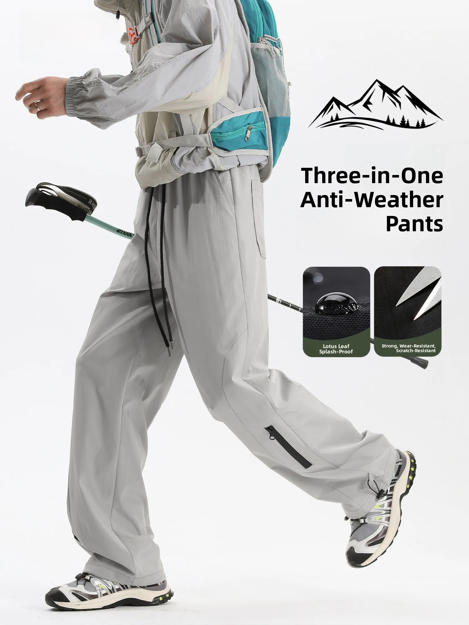 

Men's Casual Ice Silk Pants Qui Dry Spring Summer New Sle Waterproof Workwear Long Trousers Straight Leg Loose Fit Elasti...