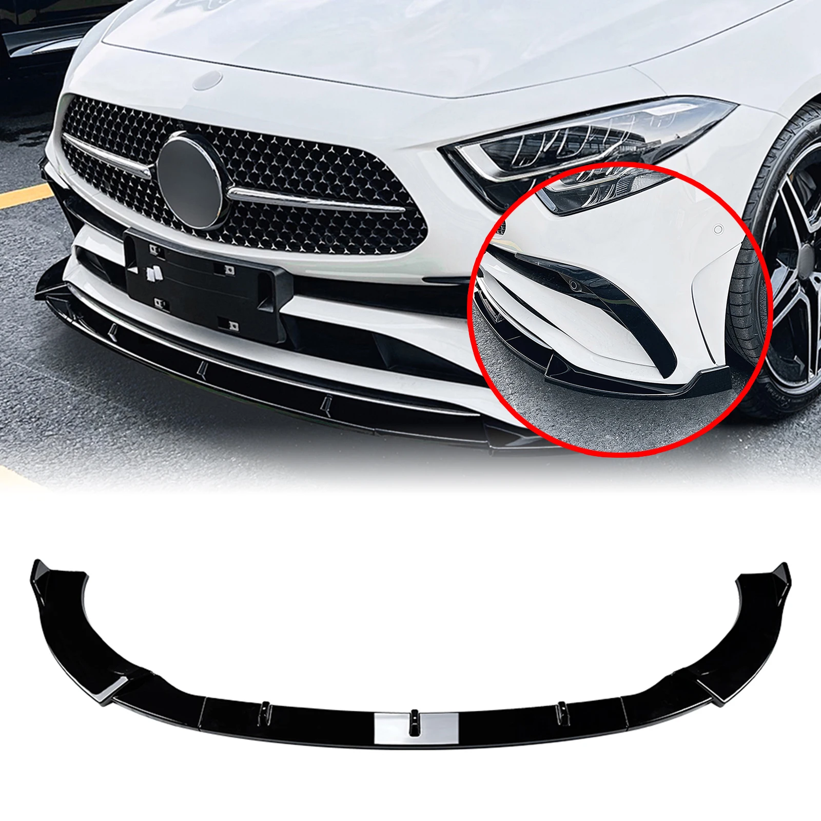 For Mercedes Benz CLS Class C257 CLS300 CLS350 CLS450 CLS53 AMG Line 2022-2024 Front Bumper Spoiler Lip Lower Splitter Blade Kit