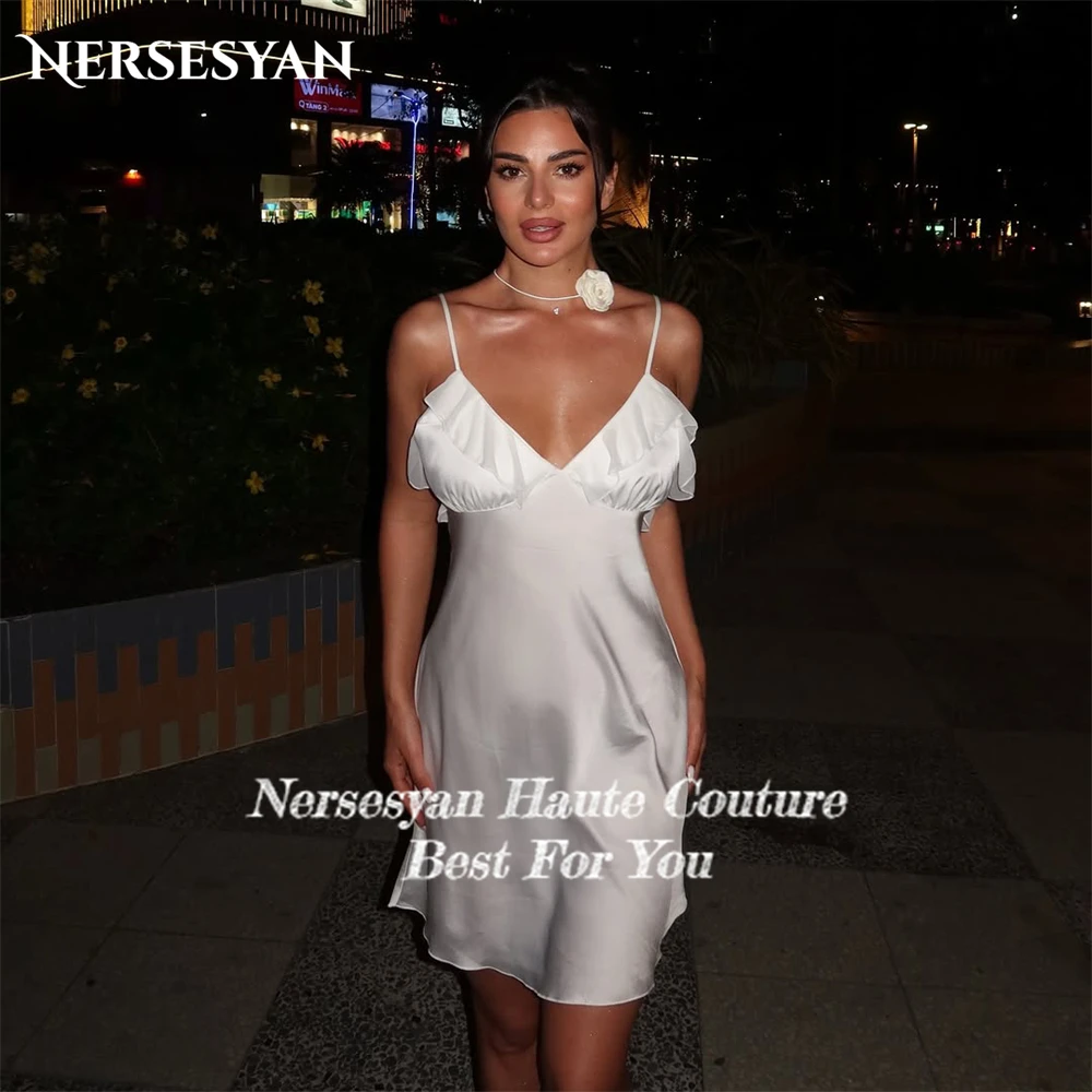 Nersesyan – robe de bal élégante et brillante, bretelles Spaghetti, volants, Mini robe à plusieurs niveaux, robes de fête d'anniversaire, personnalisées