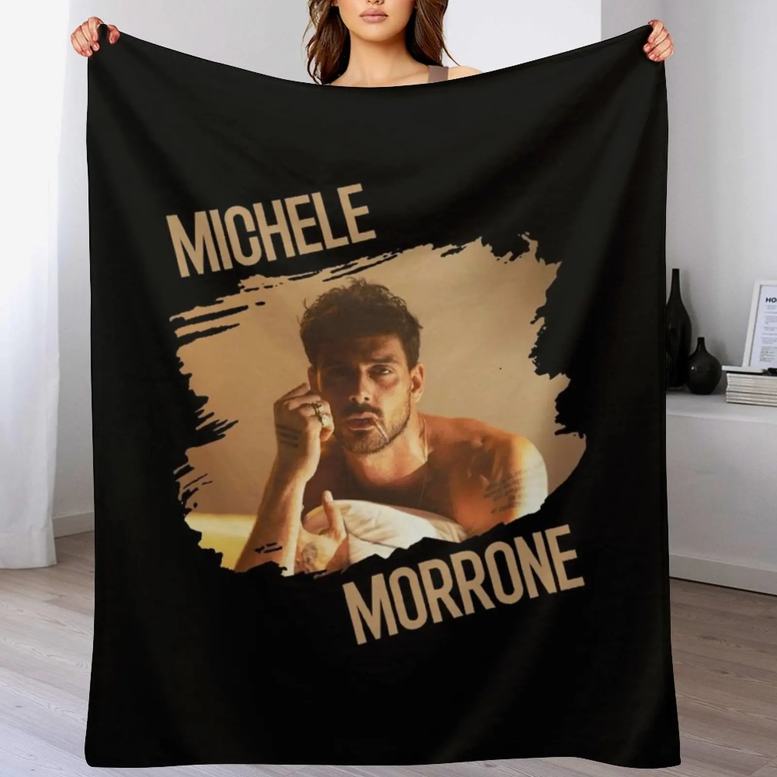 Michele Morrone Photo With Text Throw Blanket Loose blankets and throws Camping Blankets