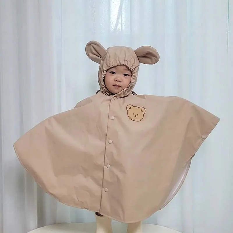 Korea 2024 New Children\'s Cute Raincoat Bear Cloak Raincoat Waterproof Baby Raincoat For Girls Boys 1-4Years Kids