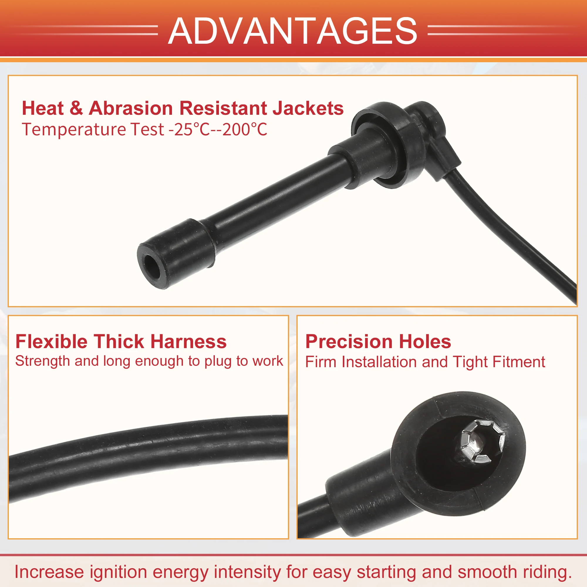 UXCELL 4 Pcs Spark Plug Wire Ignition Coil Cable No.32700PAAA02 for Honda Accord 94-02