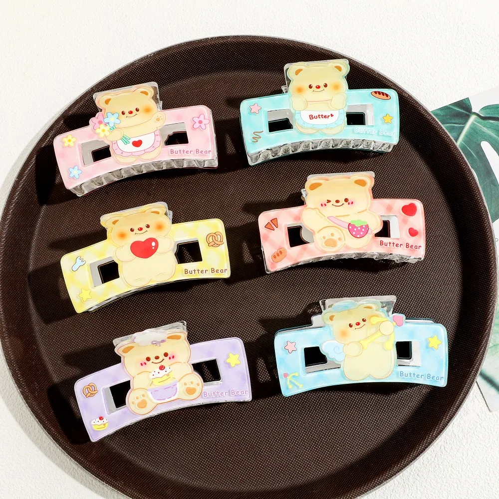 Pinza para el pelo de oso de mantequilla dulce, accesorio para el cabello Adorable para uso diario, decoración práctica para el cabello, 1 ud./6 uds.