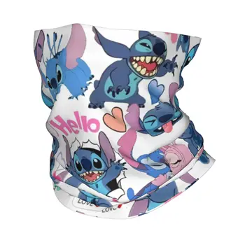 Scaldacollo Bandana personalizzato Stitch Love Cartoon Donna Uomo Sciarpa invernale per escursionismo Ghetta per il viso
