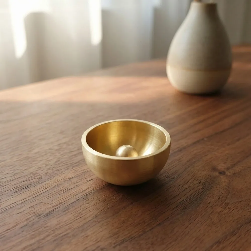 Handmade Brass Mini Singing Bowl Portable Sanskrit Brass Singing Bowl Copper Striker Ball Buddha Instrument