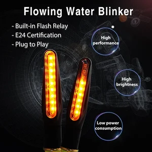 Universal Motocicleta LED Turn Signal Light, Construído Relé Flasher, Moto Fluindo Água Blinker, Bendable Piscando Lâmpada, 1 Pc, 2Pcs 10 principais vendas candeeiro moto - №1