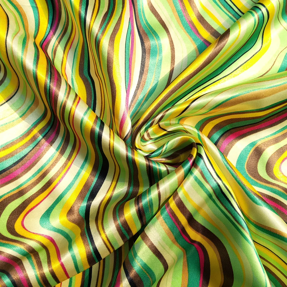 Tkanina satynowa 58\'\' Szerokoลฤ na metry Kolorowe paski Geometryczna satynowa tkanina Podszewka Szaliki Materiaล Kimono