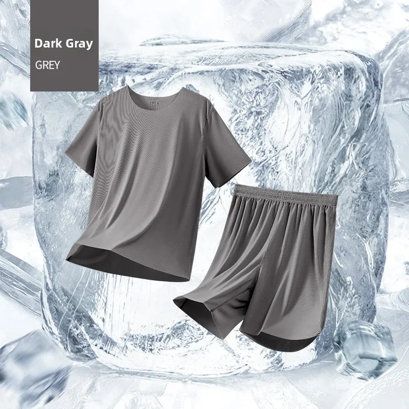 Modal Short Sleeve Sleepwear Ice Silk Thin Model Home Clothes Set for Men And Women Summer Casual Sport Suit Breathable Loose...