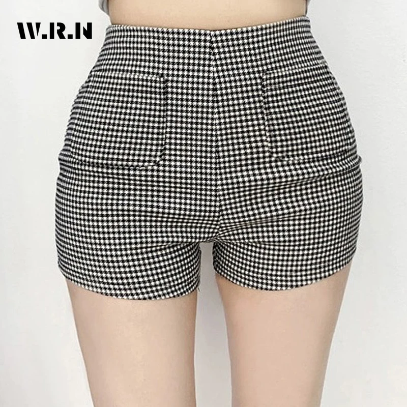 

Korean Casual Style High Waist Streetwear Sheath Shorts 2025 Summer Women's Hotsweet Sexy Slim Fit Plaid Printting Shorts