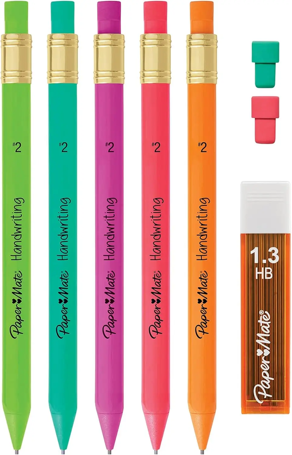 مجموعة أقلام رصاص ميكانيكية مثلثة مع عبوات رصاص وممحاة 1.3 مم، ألوان ممتعة، مستلزمات رسم مكتبية مدرسية، 8 عبوات