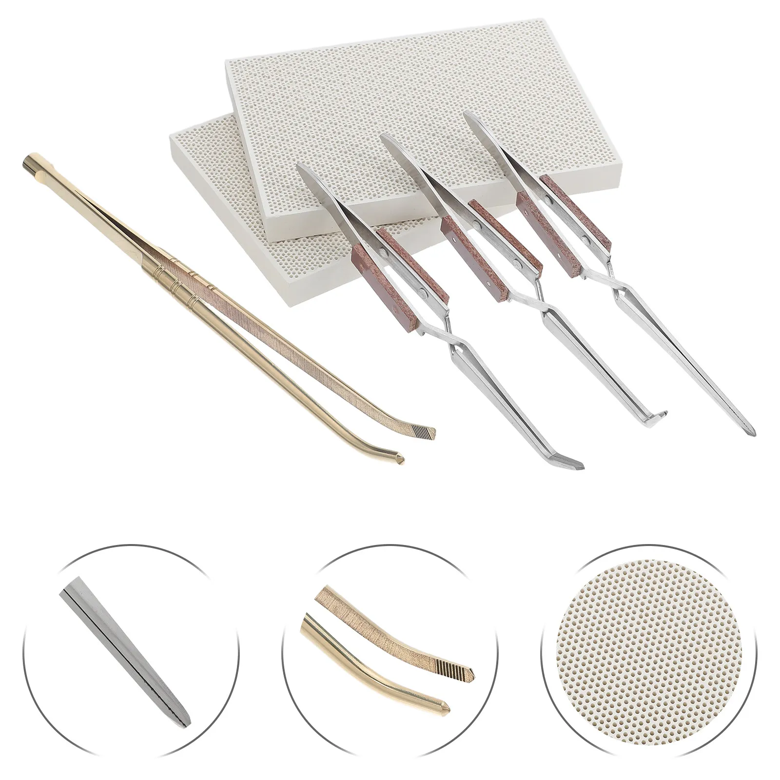 

1Set Jewelry Welding Tool Kit Honeycomb Soldering Plates Copper Tongs Reverse Lock Tweezers Precision Soldering Cast Repair