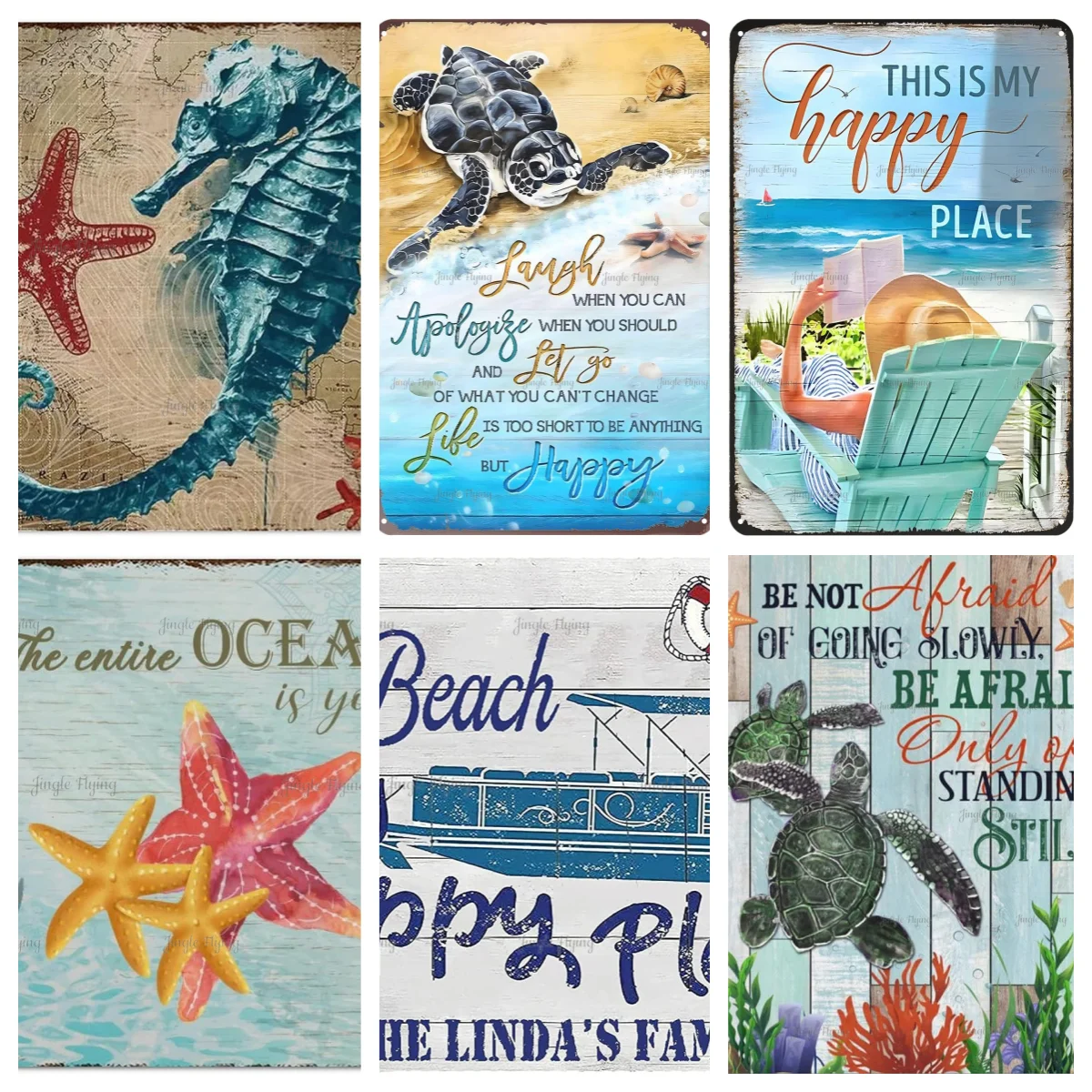 Приморские винтажные металлические жестяные знаки, Пляжная тематика, морская жизнь, морская лошадь, металлический знак, Настенный декор, металлический знак, знак краба для прачечной