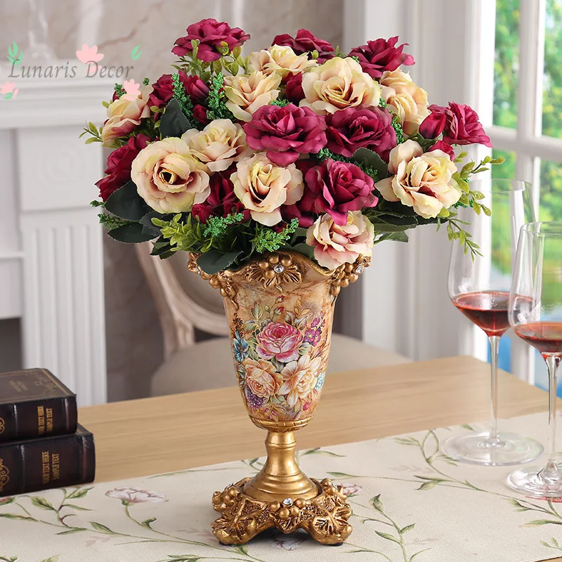 Resin tabletop vase - creative living room home decor, rustic floral arrangement holder