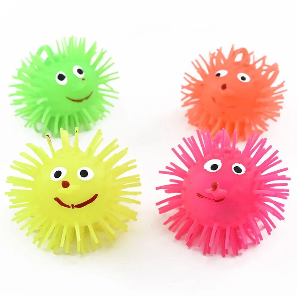 Anti Stress Kids Gifts Baby Elastic Toy Glowing Hair Flash Ball Elastic Glow Hair Ball Vent Ball LED Light Up Toy