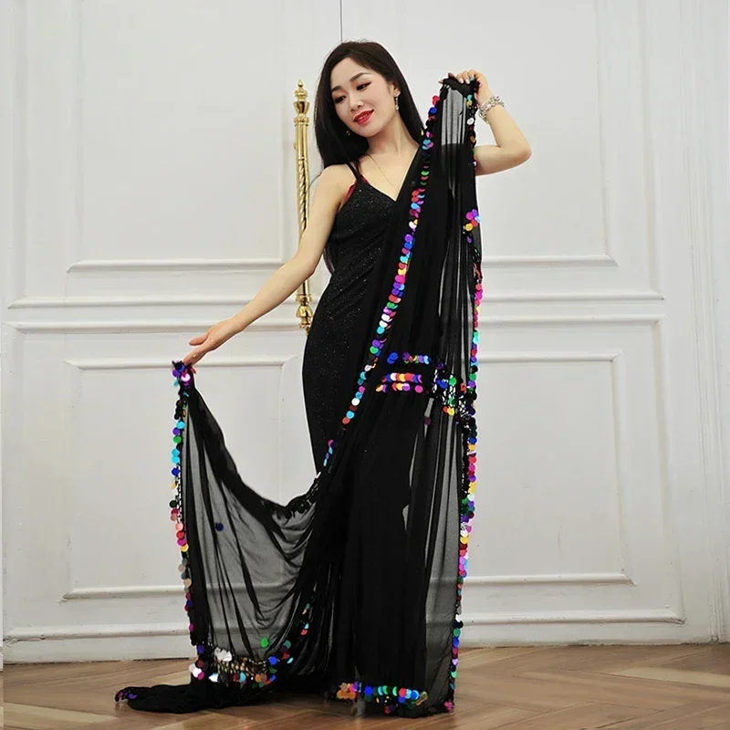 Belly Dance Malaya Scarf Sequins Decorate Stage Show Melaya Scarf Alexander\'s Girl Performance Show Gold Veils Adults