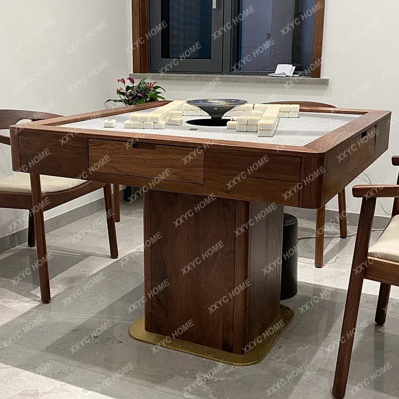 A  Villa Electric Mahjong Table North America Black Walnut Mahjong Machine Automatic Advanced Solid Wood Mahjong Table