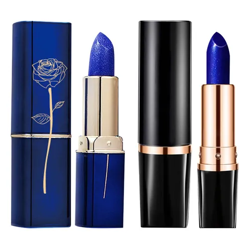Bálsamo labial que cambia de Color azul, hidratante impermeable de larga duración, cambio de temperatura, maquillaje de labios, 1 ud.