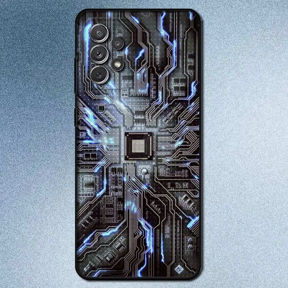 حافظة هاتف رائعة بشريحة إلكترونية لهاتف سامسونج S25، S24، S21، S22، S23، S30، Ultra، S20، Plus، Fe، Lite، Note، 10,9,5G غطاء أسود