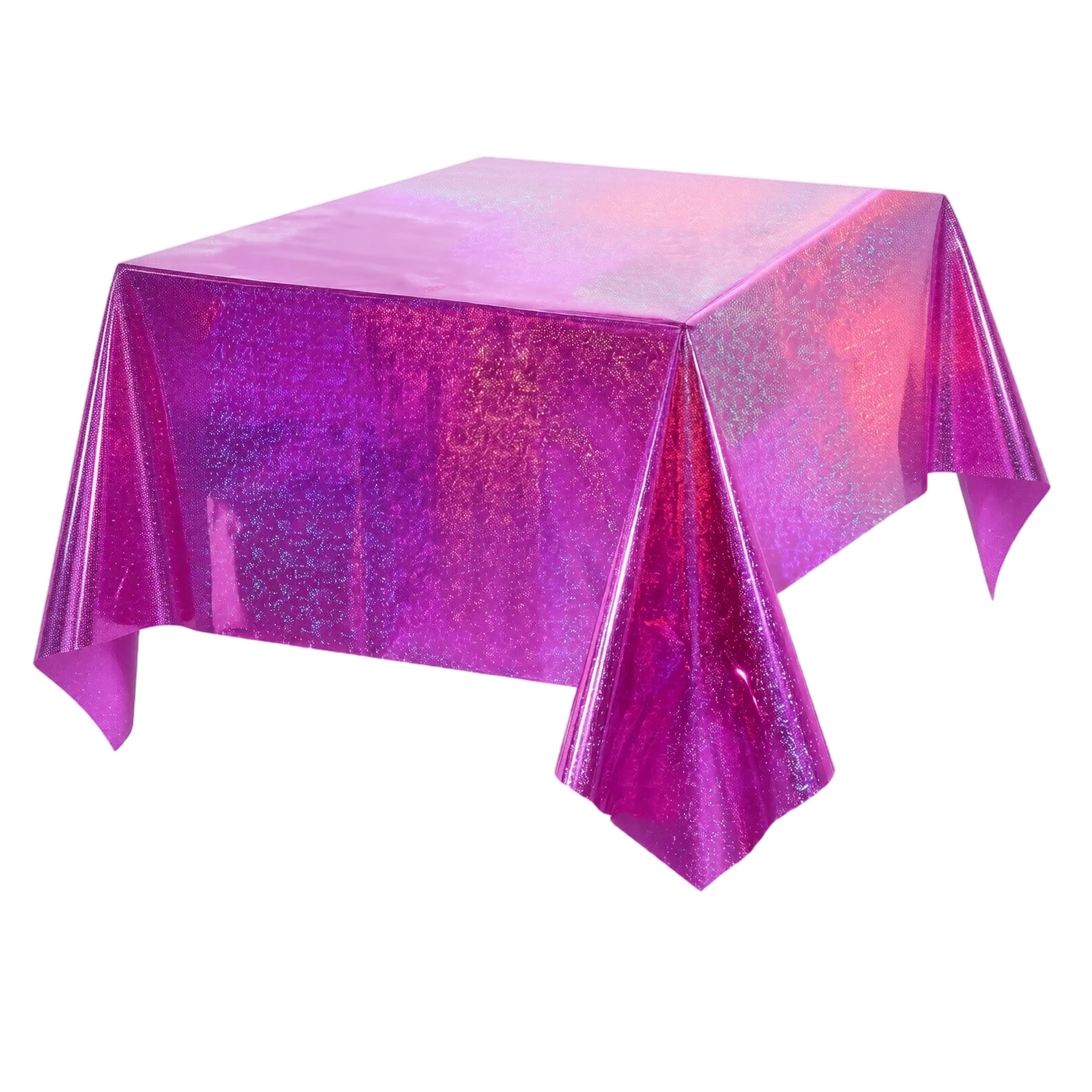 137*274cm Purple L-aser Tablecloth Party Disposable Plastic Tablecloth Rectangle Foldable Disposable Party Table Cover, 2 Pack