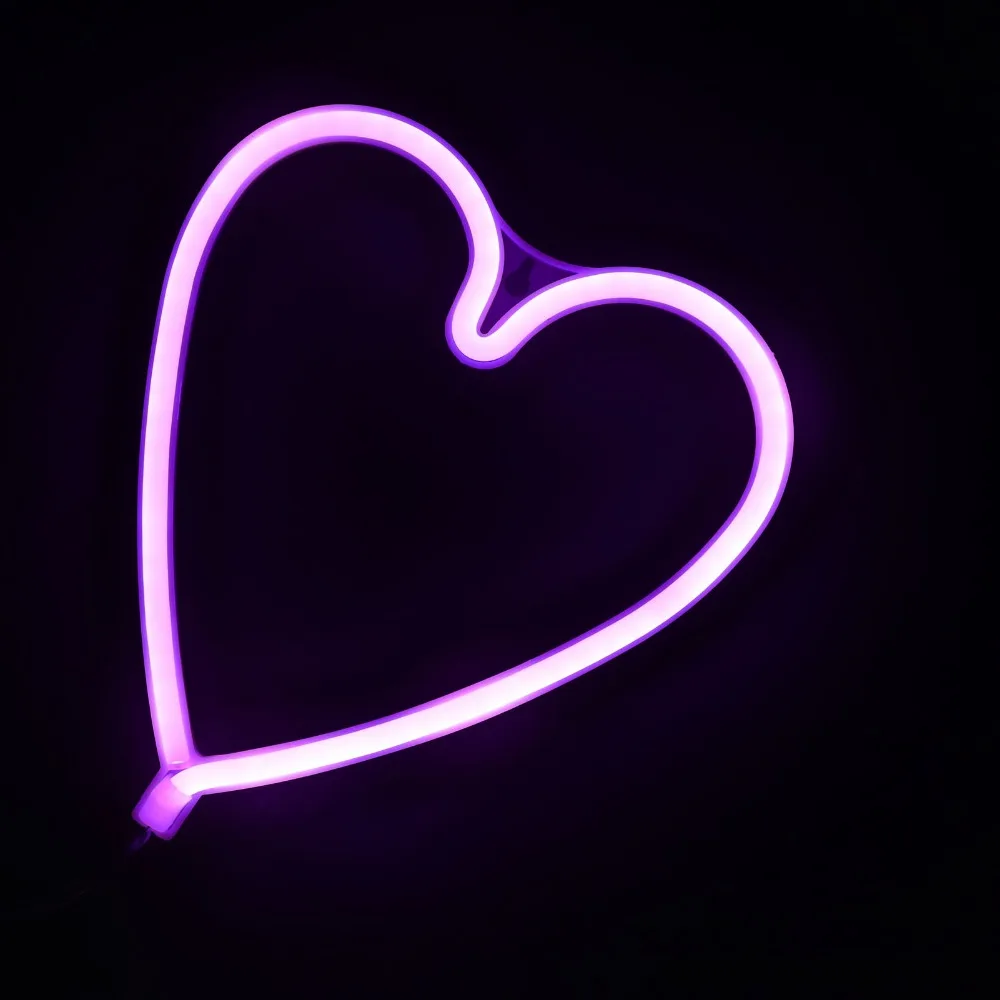 Heart Shaped LED Neon Light PVC Material Wall Mountable Neon Night Light USB Battery Operated Neon Light Valentine's Day