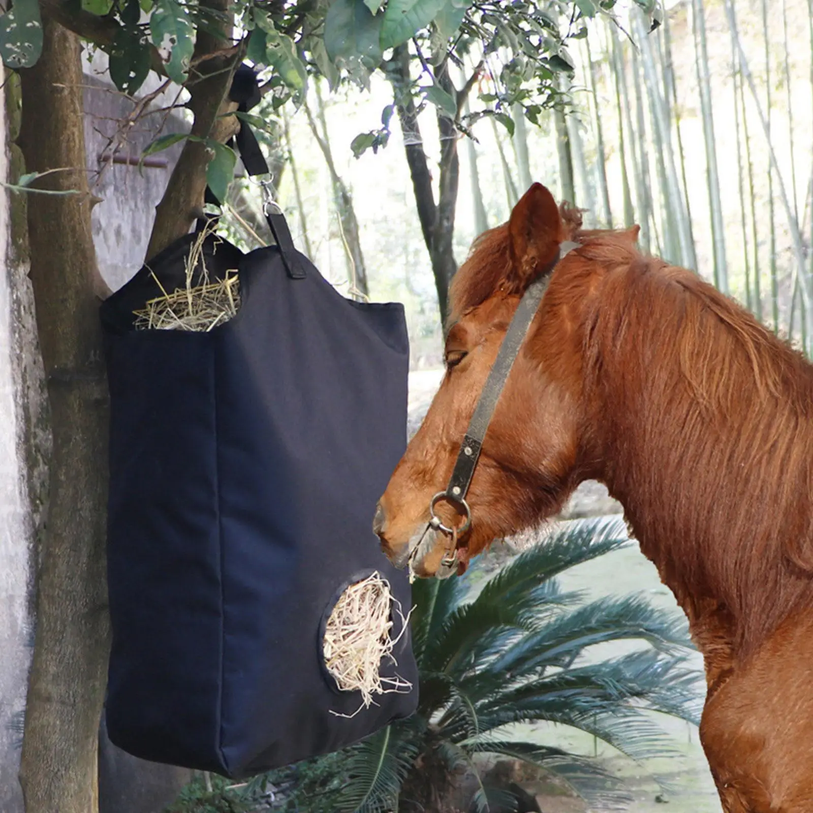 Bolsa de heno para caballos, bolsa de mano, bolsa de heno, bolsa de alimentación colgante, soporte para heno para caballos