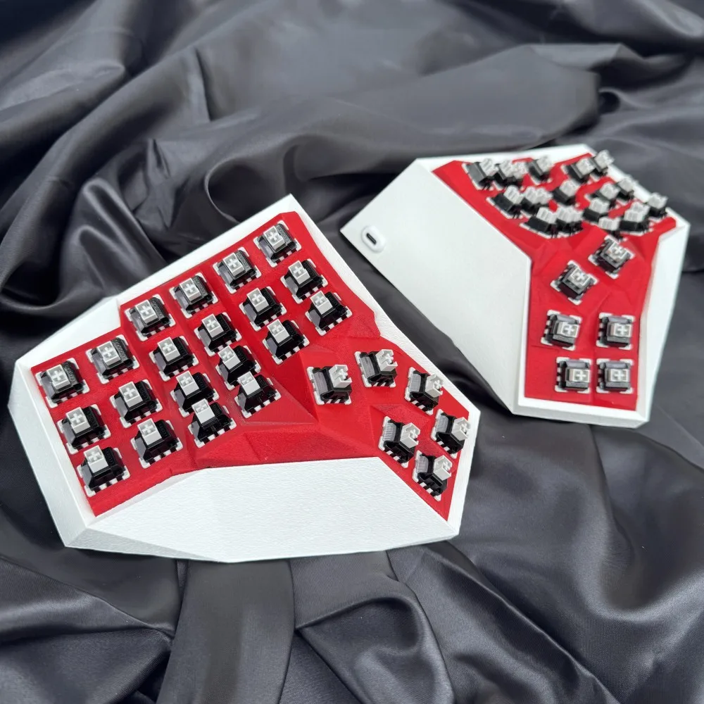 

AM Hatsu Split Keyboard Kit Similar Angry Miao Custom Hotswap Wired Single-mode Curved Mechanical Keyboard Vial Gamer Teclado
