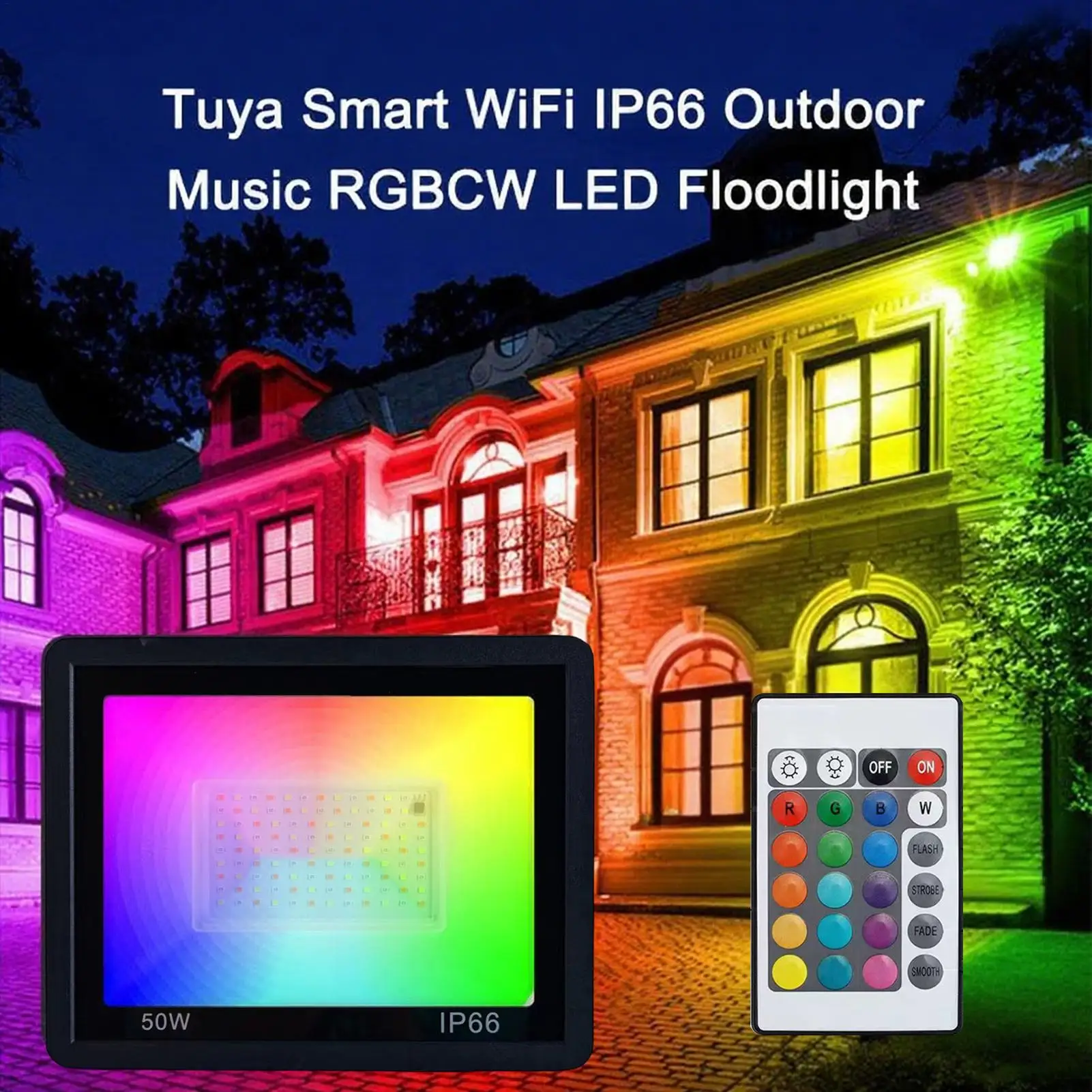 

Flood Light Outdoor Flood Lights For Yard RGB Color Bulb Spotlight With Remote Control Worklight For Backyard Porch Driveway