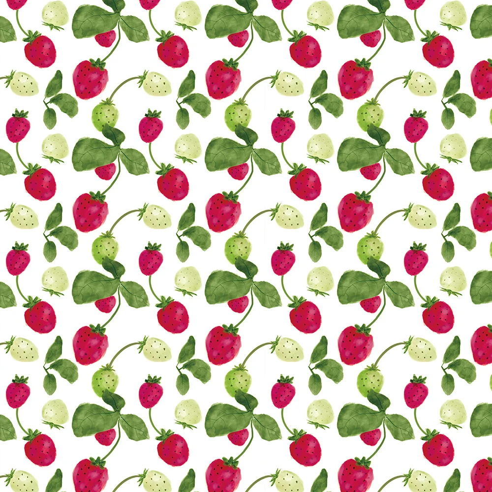 

Fruit Wall Paper Sticker Red Strawberry Peel and Stick Wall Art Wallpaper for Bedroom Living Room Kid's Room Nursery Decoration