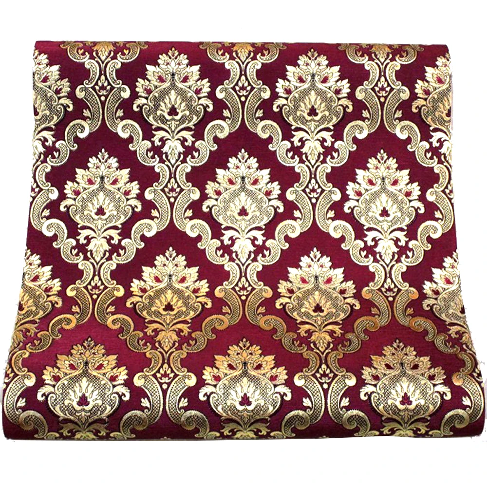 

European Luxury 3D Red Flower Wallpaper Classic Gold Foil Living Room Tv Ktv Background Damascus Wall Papel De Parede Wall Paper