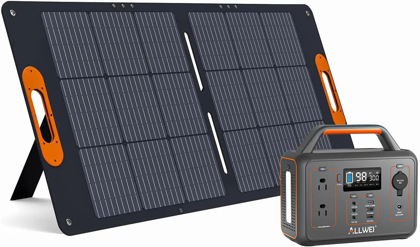 

300W Solar Generator with 100W Solar Panel Included, 280Wh Portable Power Station with AC Outlet USB Port